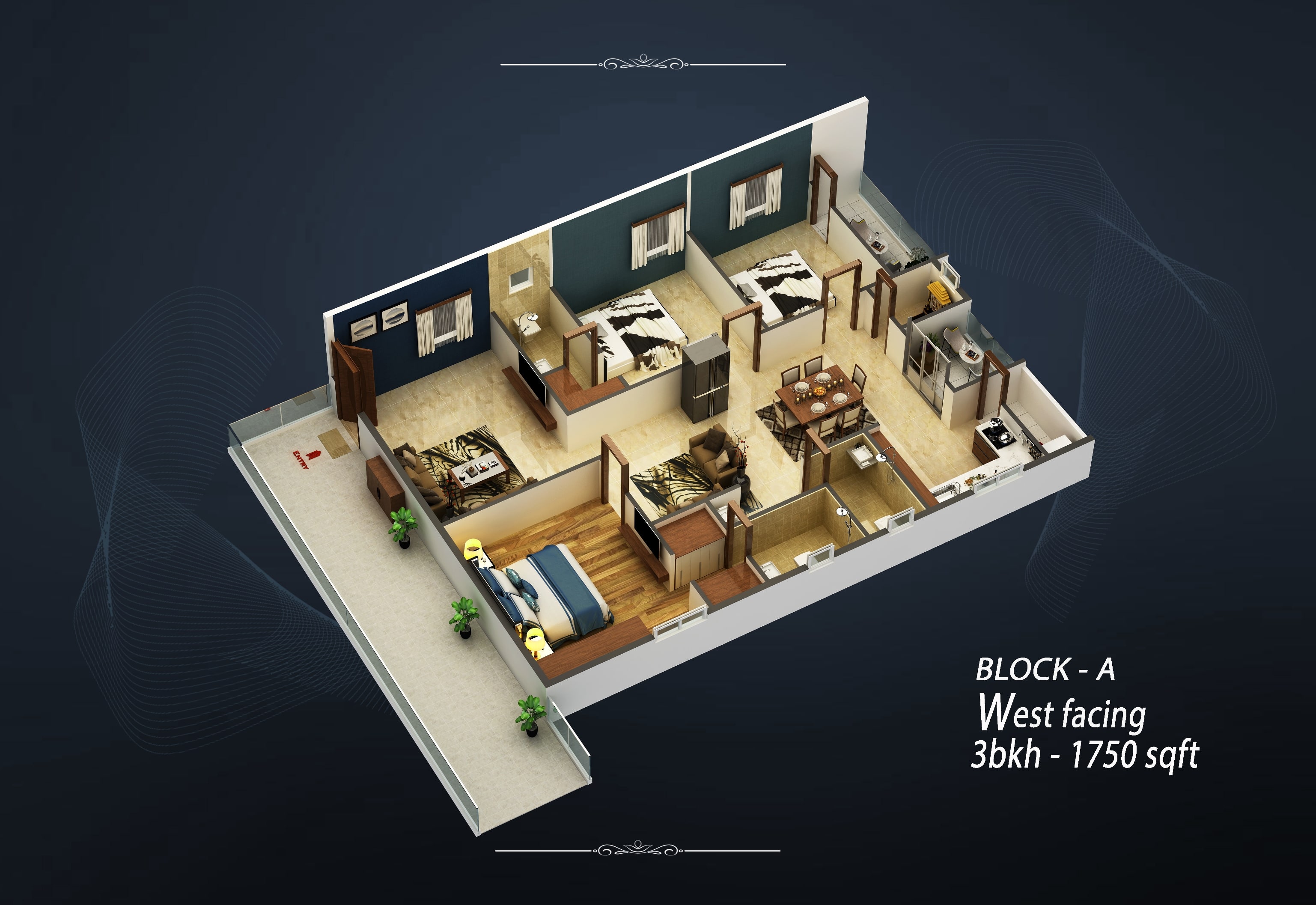 Floor plan of 2 BHK flats for sale in Kompally